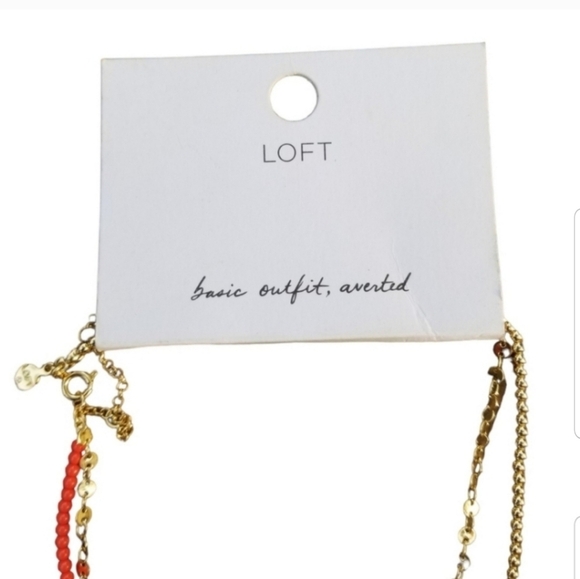 LOFT NWT COLORED GLASS BEAD & BAROQUE PEARL LAYERED NECKLACE - Picture 7 of 8